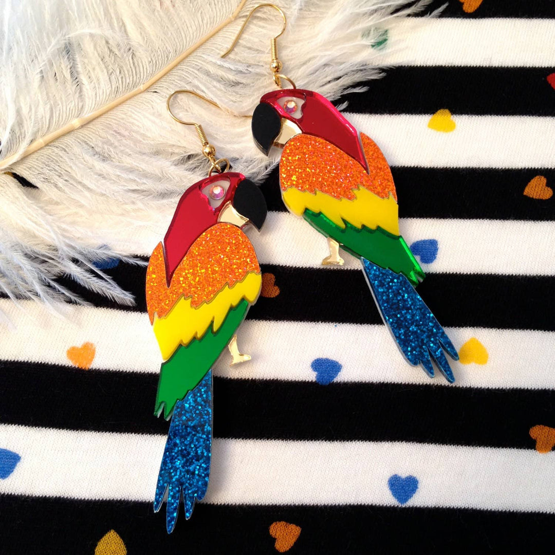Tropical Parrot Acrylic Statement Earrings