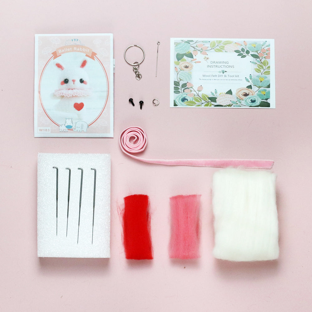 Rabbit Needle Felting Kit. Wizardi DIY Wool Craft Kit F07N8-W183