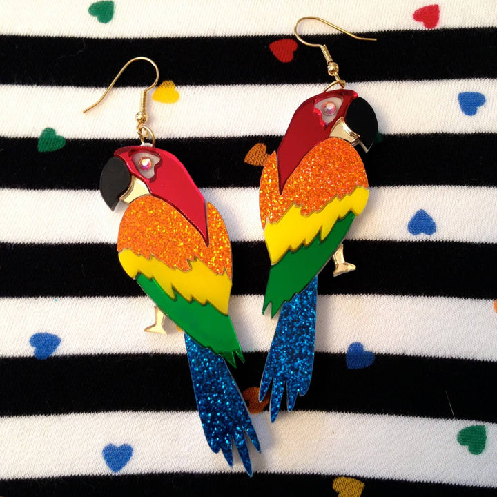Tropical Parrot Acrylic Statement Earrings