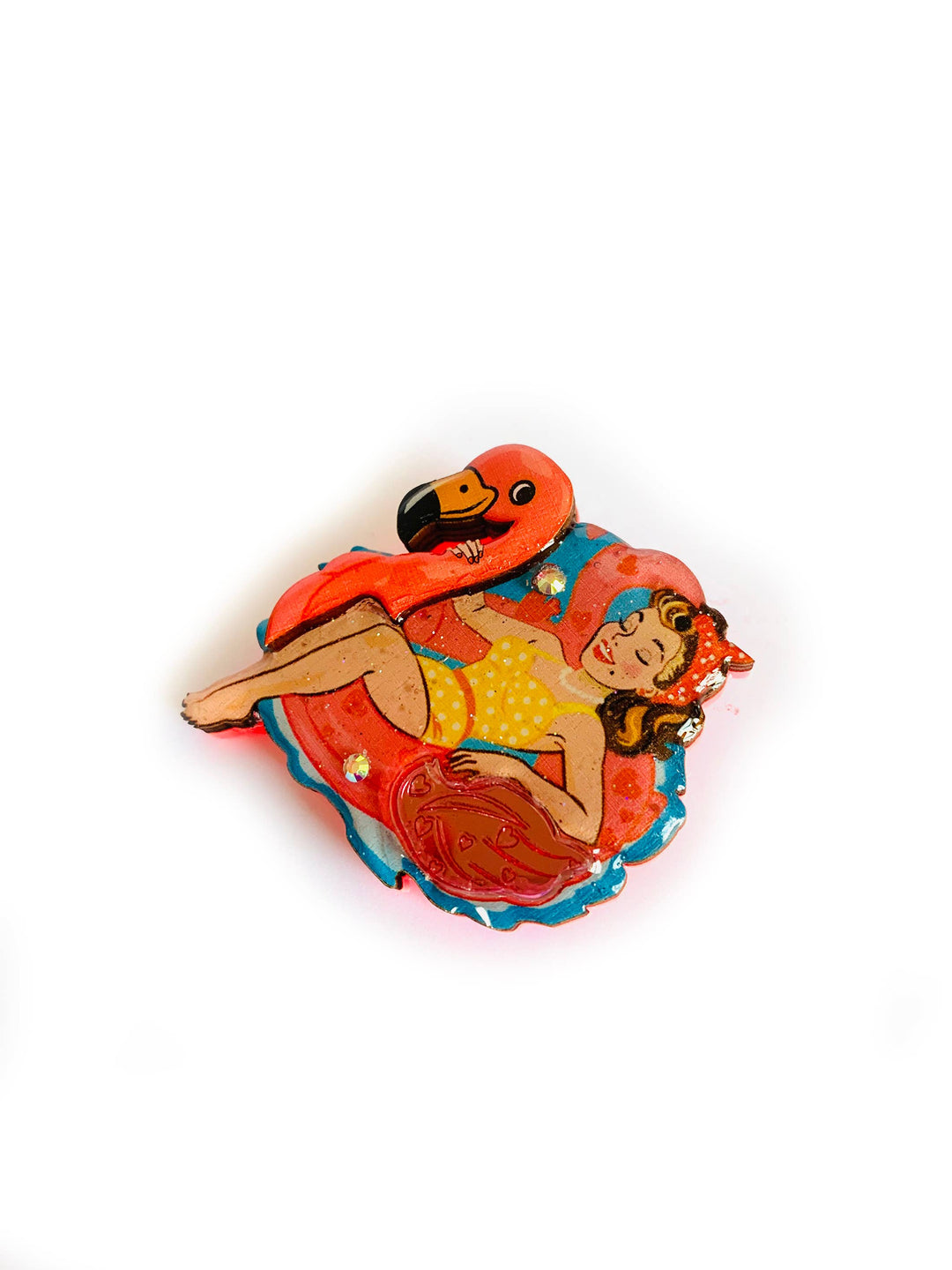 Frankie & the Flamingo Float Brooch by Rosie Rose Parker