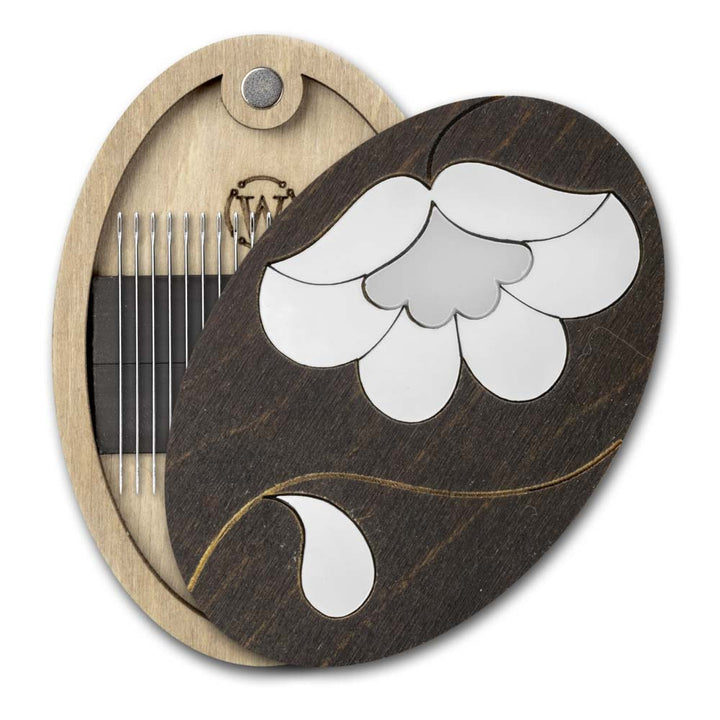 Magnetic Needle Case Oval – “Silver Flower” FLZB(N)-188