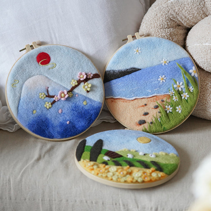 Needle Felting Kit - Seaside Horizon. Wizardi DIY Wool Craft Kit F07N8-W350