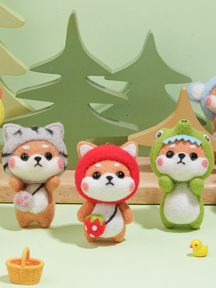 Puppy in Strawberry Costume Needle Felting Kit. Wizardi DIY Wool Craft Kit F07N8-6