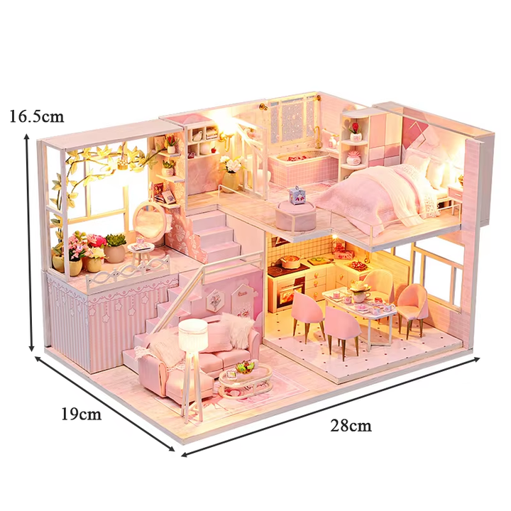 Miniature Wizardi Roombox Kit - Pink Dreams Dollhouse Kit