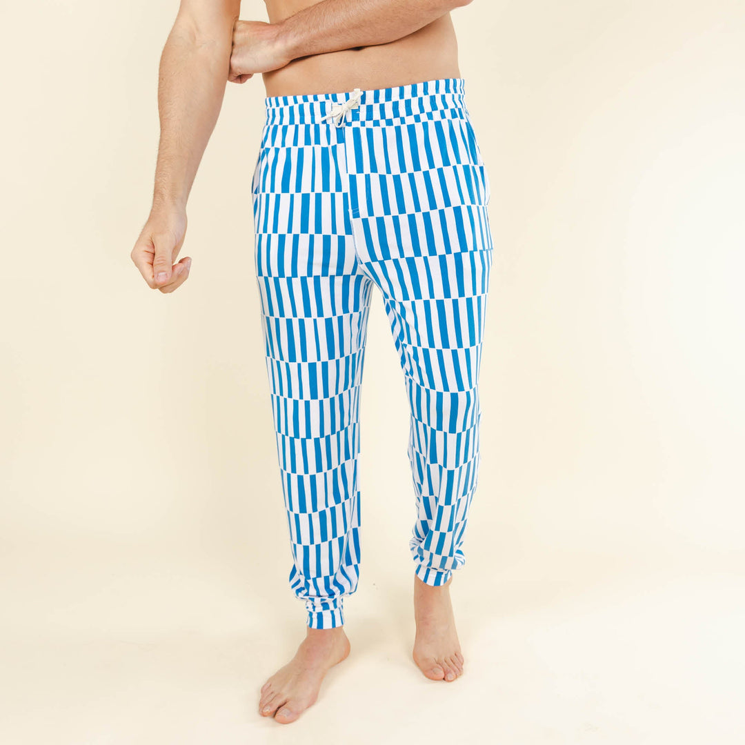The Hamptons | Blue Mosaic Stripe SleepDeep™ Men’s Pajama Joggers