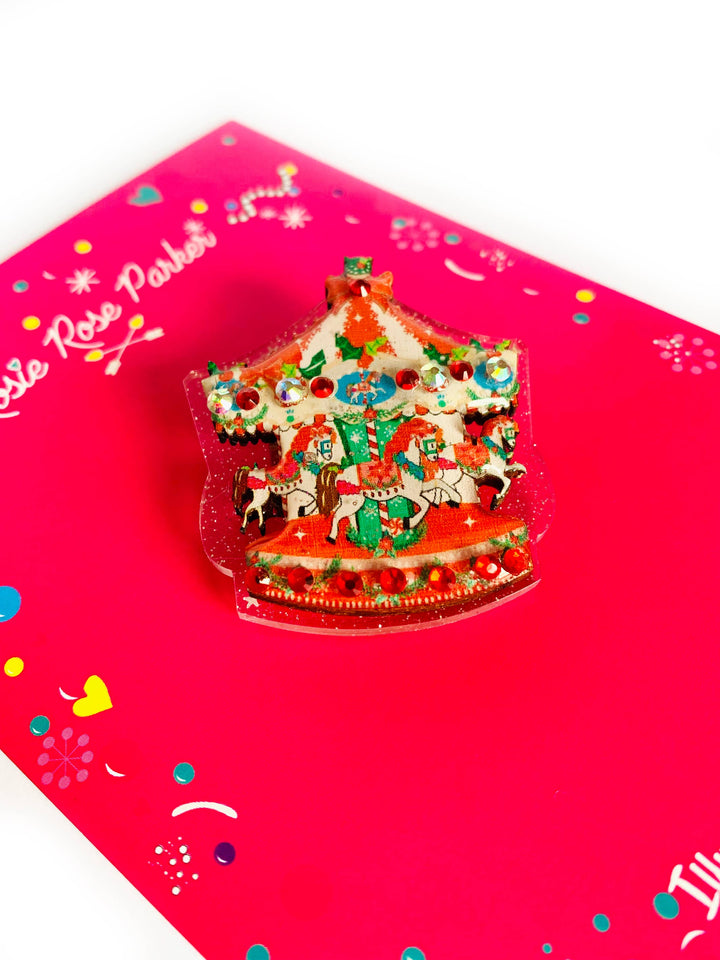 Christmas Carousel Brooch by Rosie Rose Parker