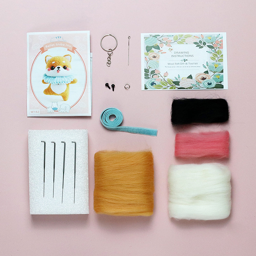 Puppy Needle Felting Kit. Wizardi DIY Wool Craft Kit F07N8-W182