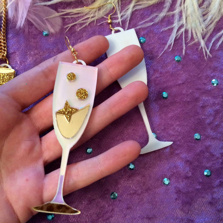 Champagne Flute Statement Earrings
