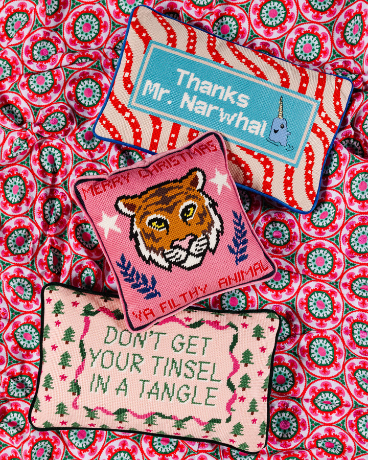 Filthy Animal Needlepoint Pillow