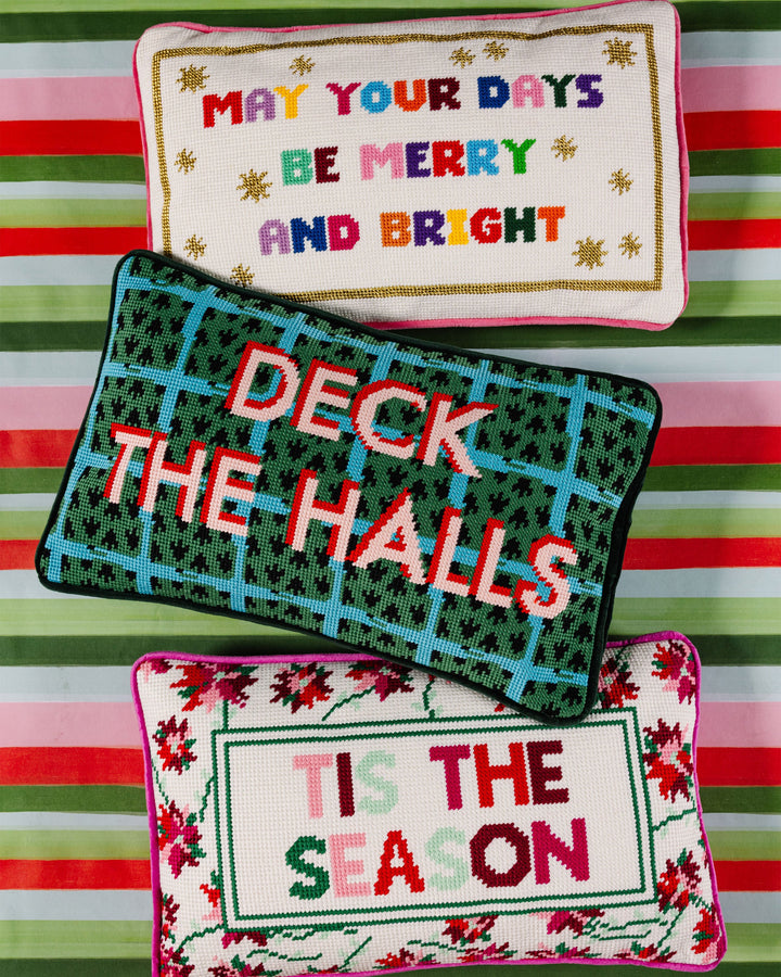 Merry & Bright Needlepoint Pillow