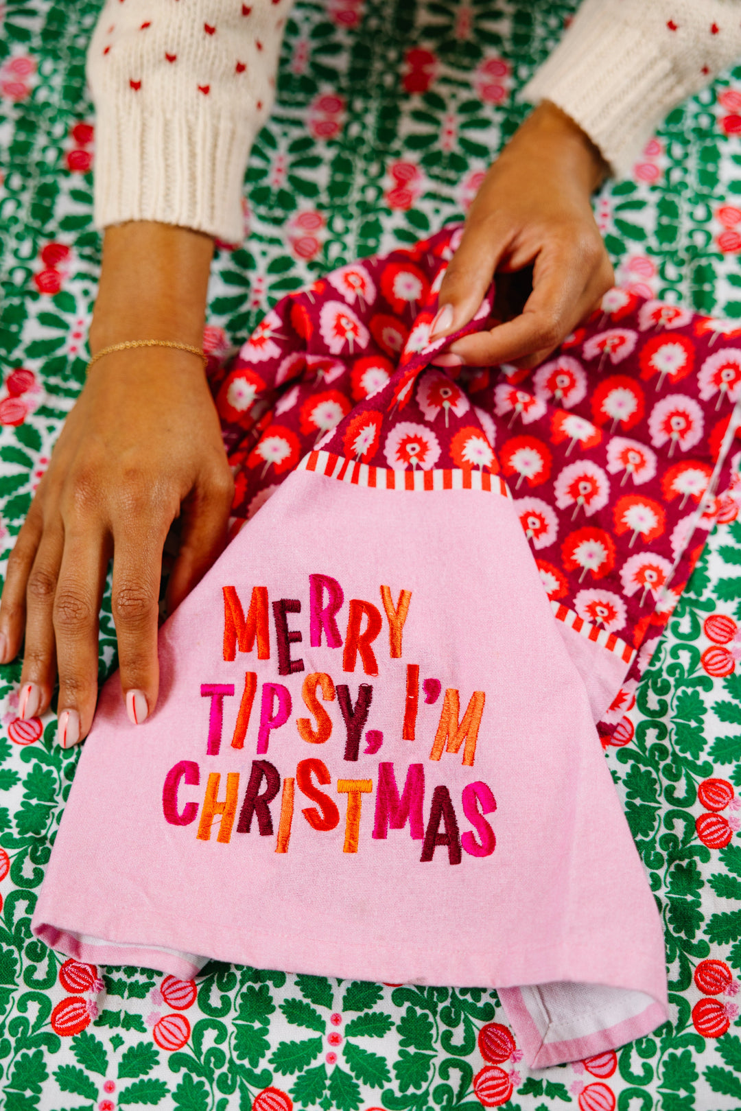 Merry Tipsy Dish Towel