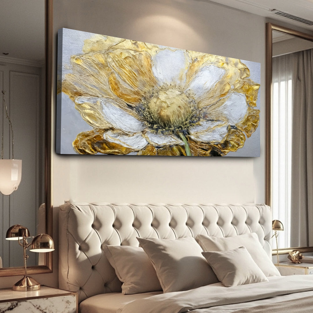 Golden Dandelion Minimalist Abstract Wall Art IX