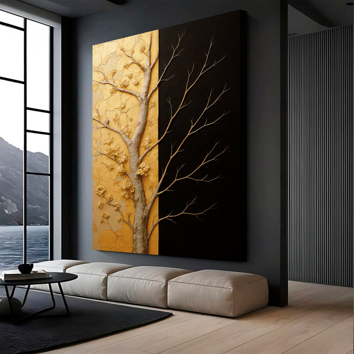 Golden Eclipse Impasto Wall Art
