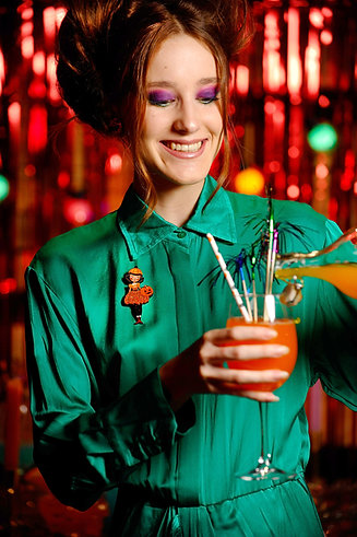 Pumpkin Woman Brooch by Laliblue