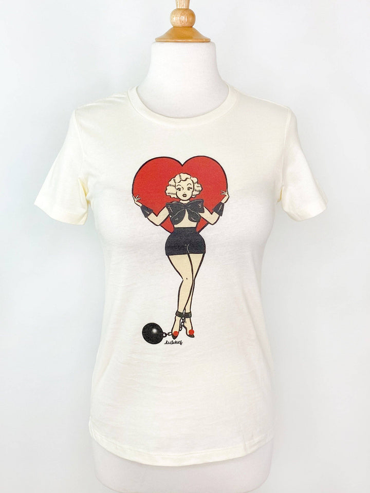 Prisoner of Love Fitted Tee in Ivory - SMALL