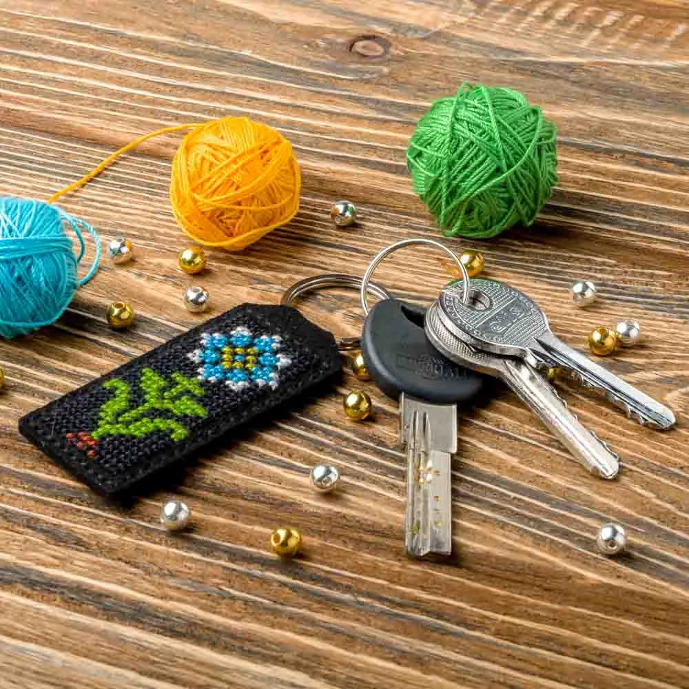 Flower Key Chain Cross-stitch kit on artificial leather FLHL-024