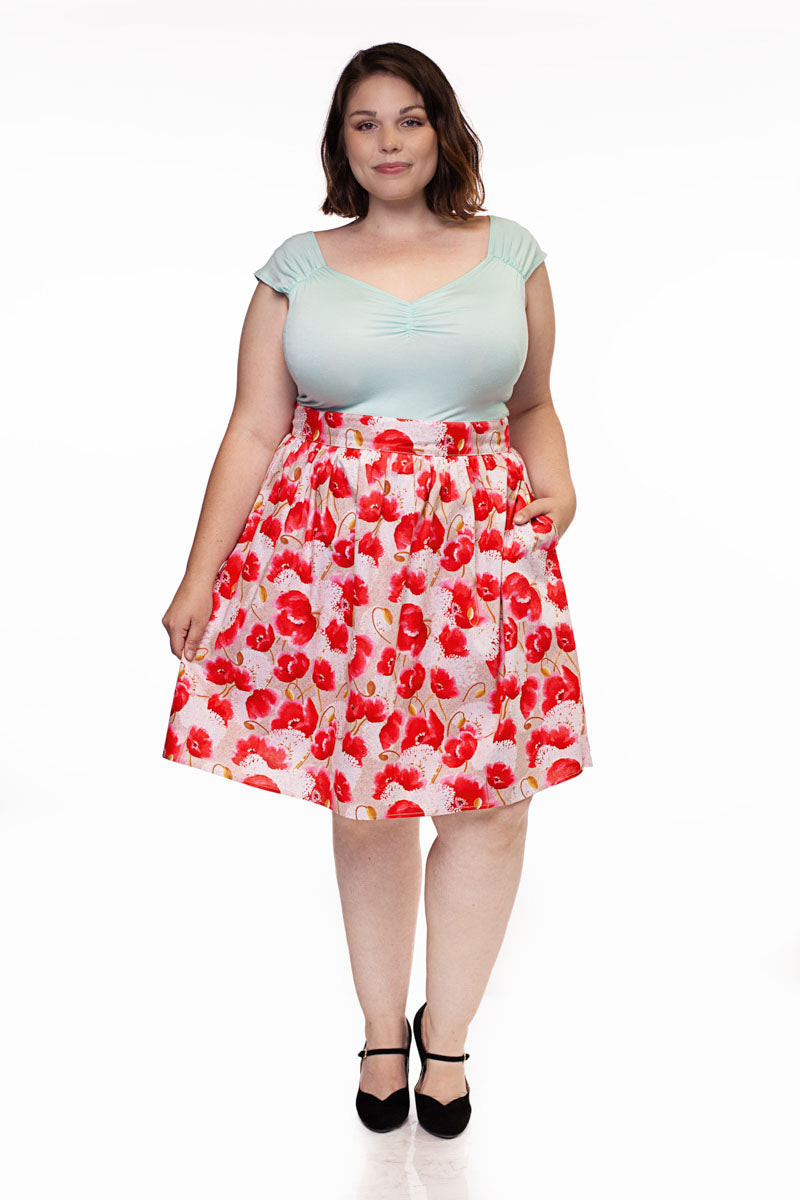 Pink Floral A-line Skirt - Small only, 1 left!