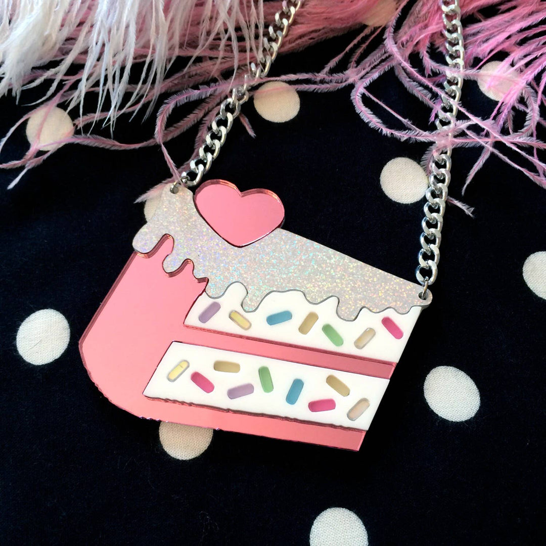 Funfetti Slice Of Cake Acrylic Statement Necklace