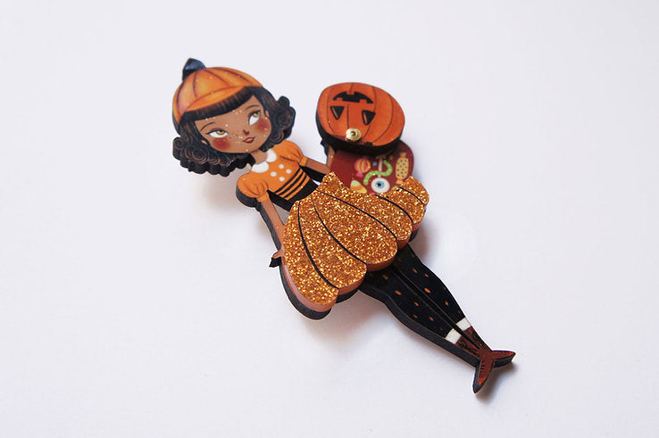 Pumpkin Woman Brooch by Laliblue
