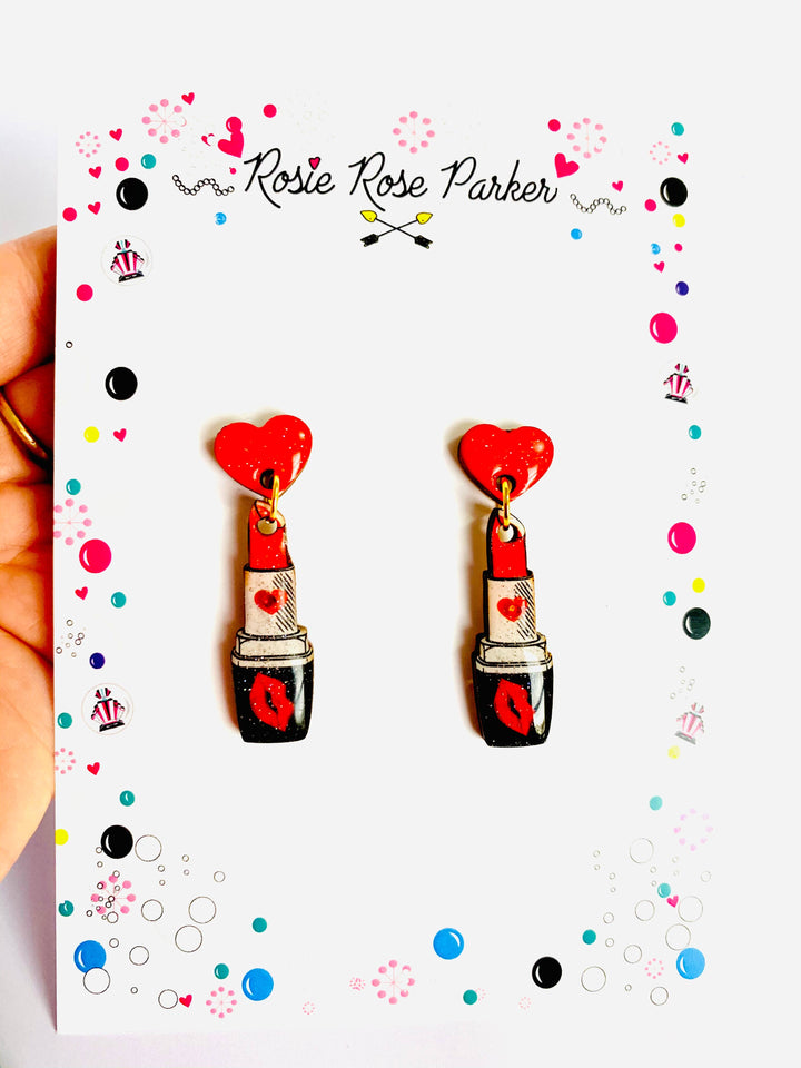 Pucker Up Lipstick Earrings by Rosie Rose Parker