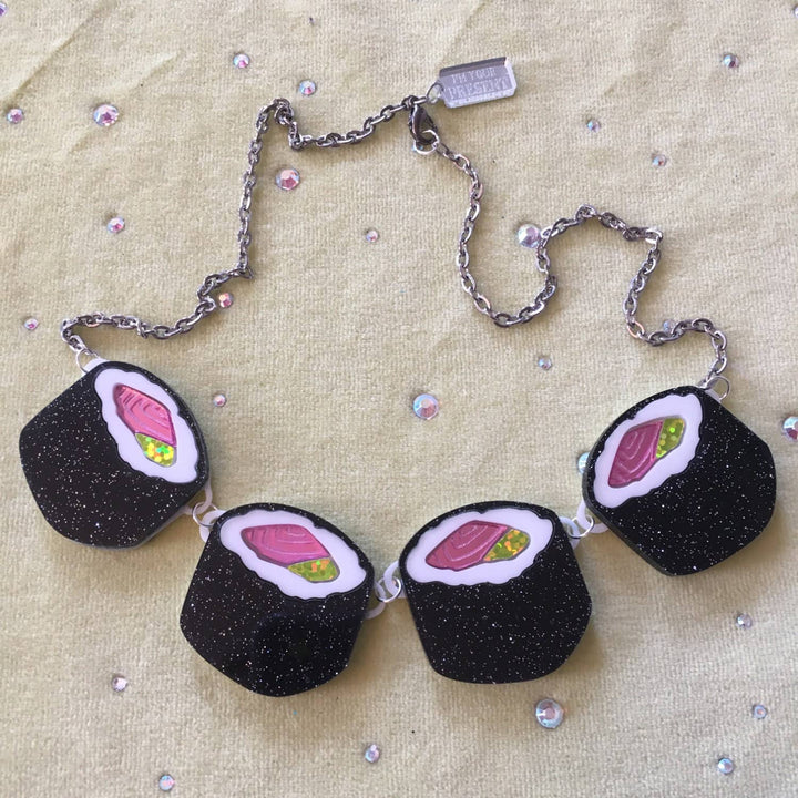 Glitter Sushi Roll Statement Necklace