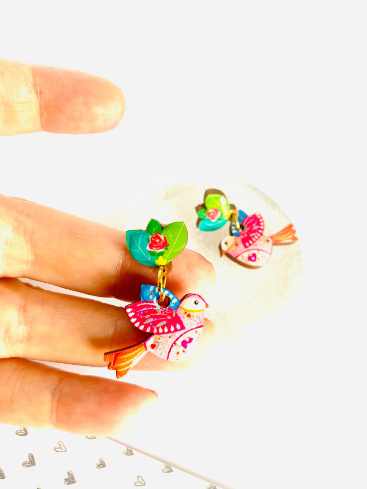 Love Bird Large Statement Earrings by Rosie Rose Parker