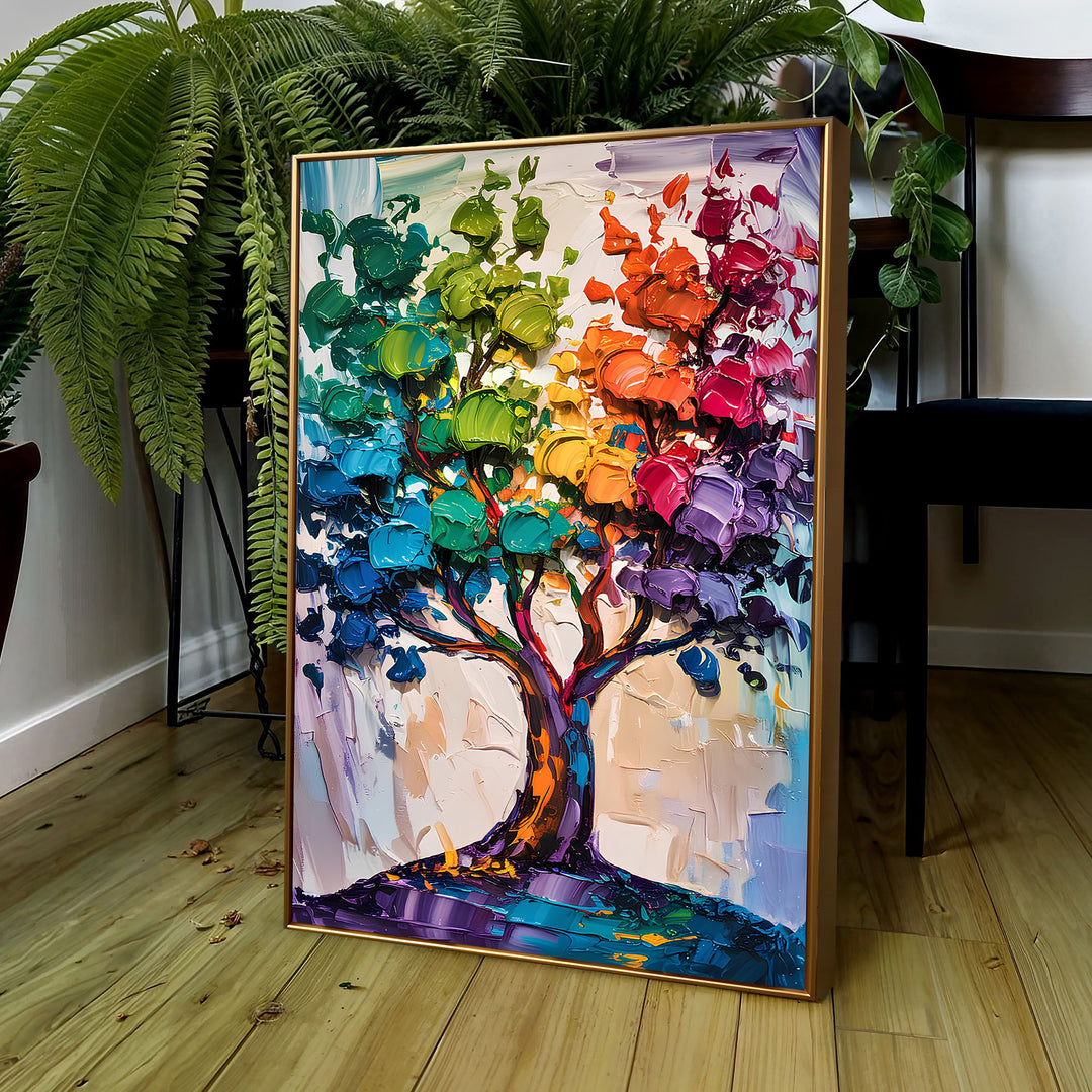 Rainbow Tree Abstract Wall Art