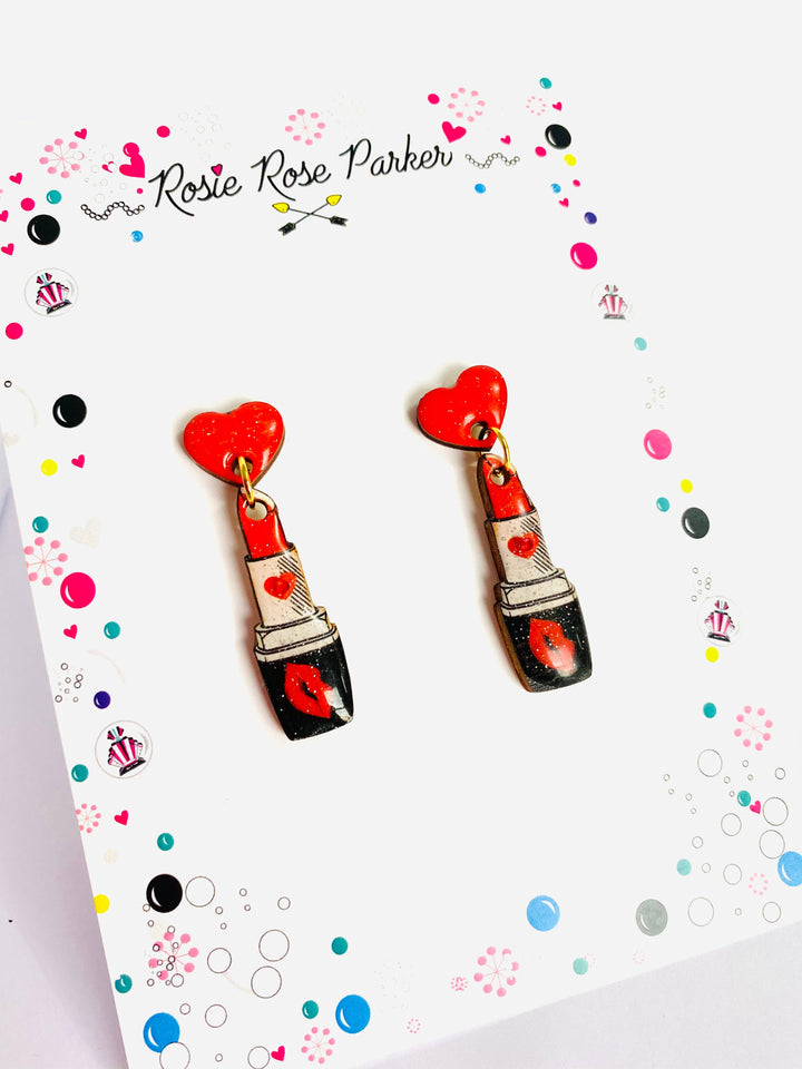Pucker Up Lipstick Earrings by Rosie Rose Parker