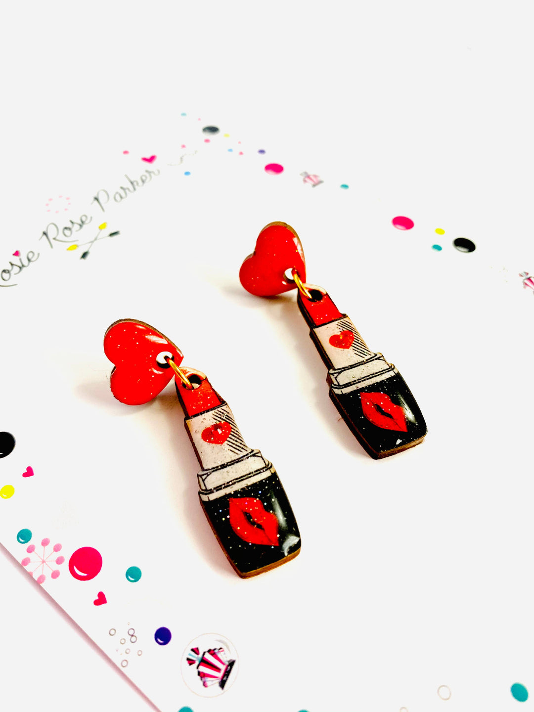 Pucker Up Lipstick Earrings by Rosie Rose Parker