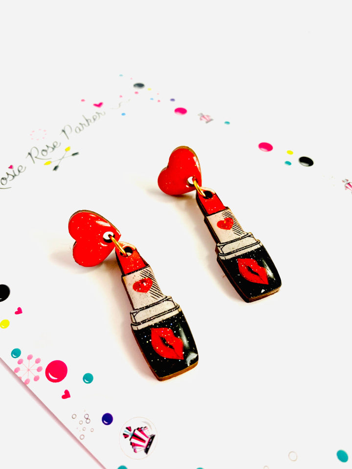Pucker Up Lipstick Earrings by Rosie Rose Parker