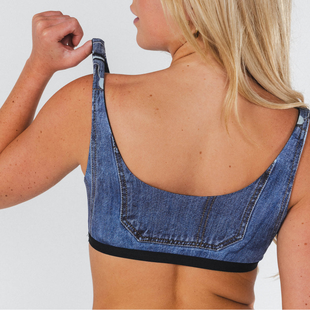 The Britney | Denim Printed Boob Hammock™ Reversible Bralette
