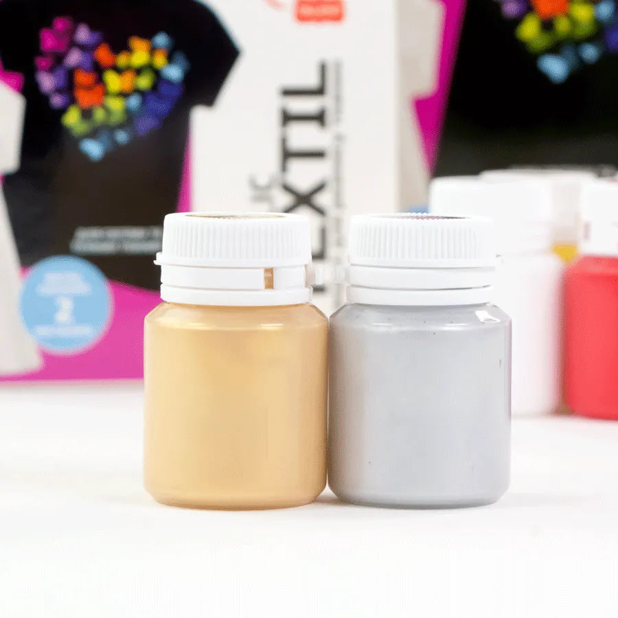 Rosa Talent HEART Textile Acrylic Paint Set. 12 colors (0.68 oz) and including 2 metallic