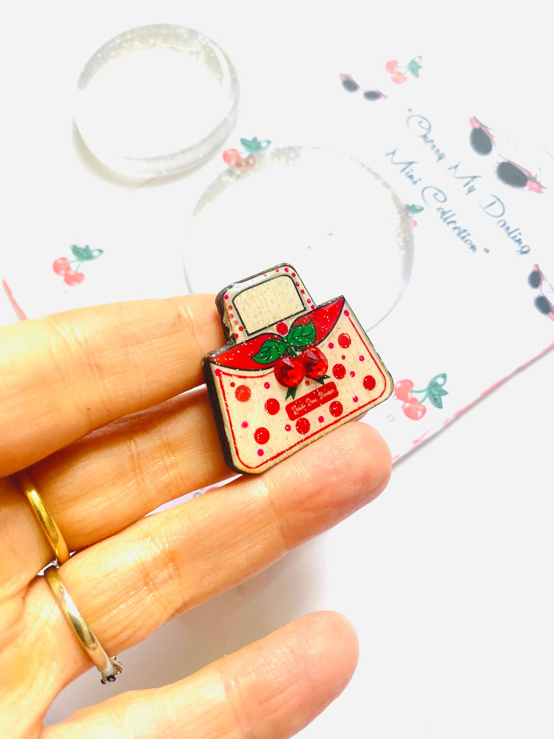 Cherry Handbag Pin Retro 50s Inspired Brooch