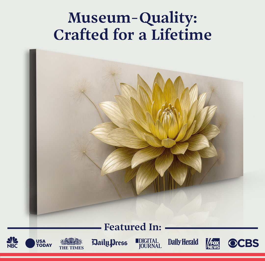 Golden Lotus Minimalist Abstract Wall Art III