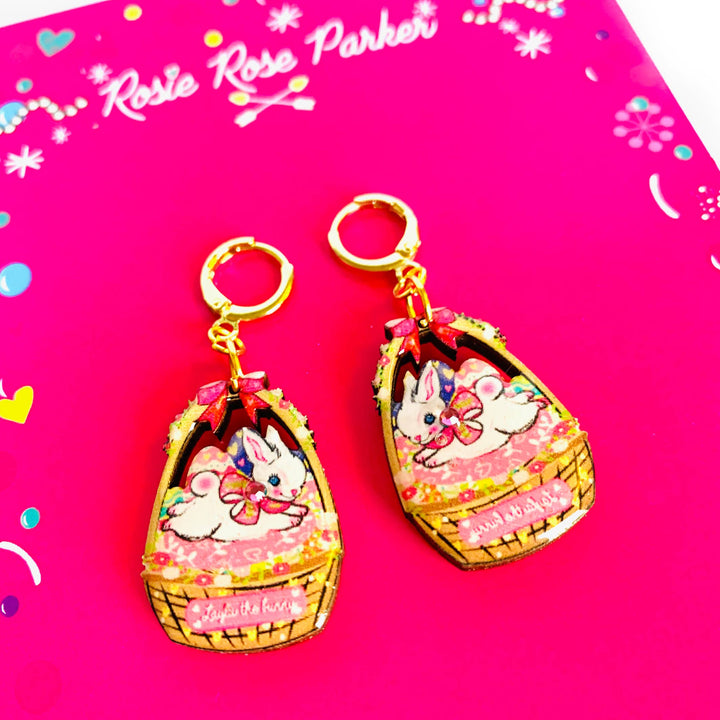 Layla Easter Bunny Basket Earrings