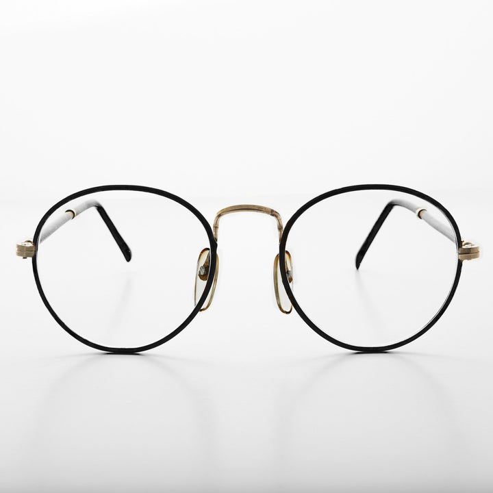 Preppy Round Clear Glass Lens Vintage Glasses - Alex