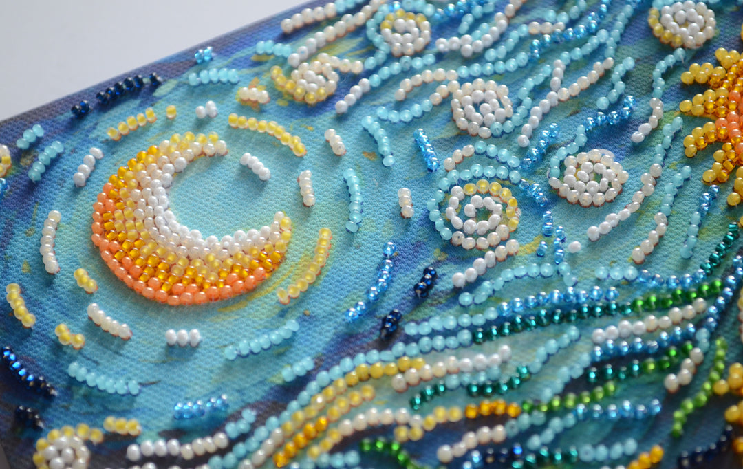 Bead embroidery kit - Sunflowers in night's embrace AMB-111
