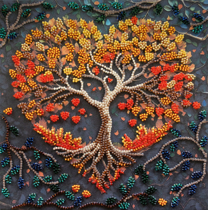 Mid-sized bead embroidery kit - Warm feelings
