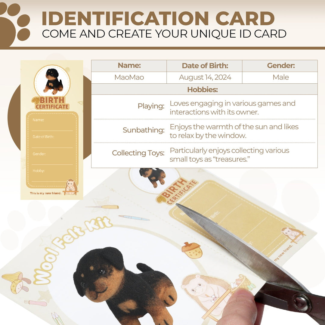 Norwegian Elkhound Needle Felting Kit. Wizardi DIY Wool Craft Kit F07N8-W547-N1