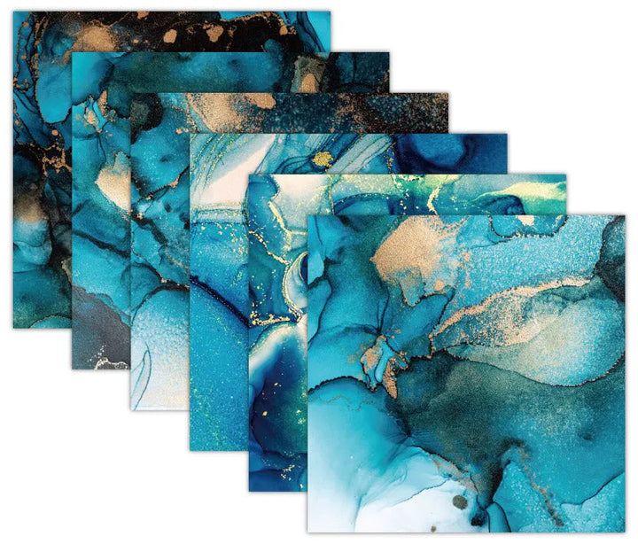 Ocean Scrapbook Paper Pack. 12 Sheets of 15.2x15.2cm Heavyweight Paper Pad F07M2-3 AC230308-06
