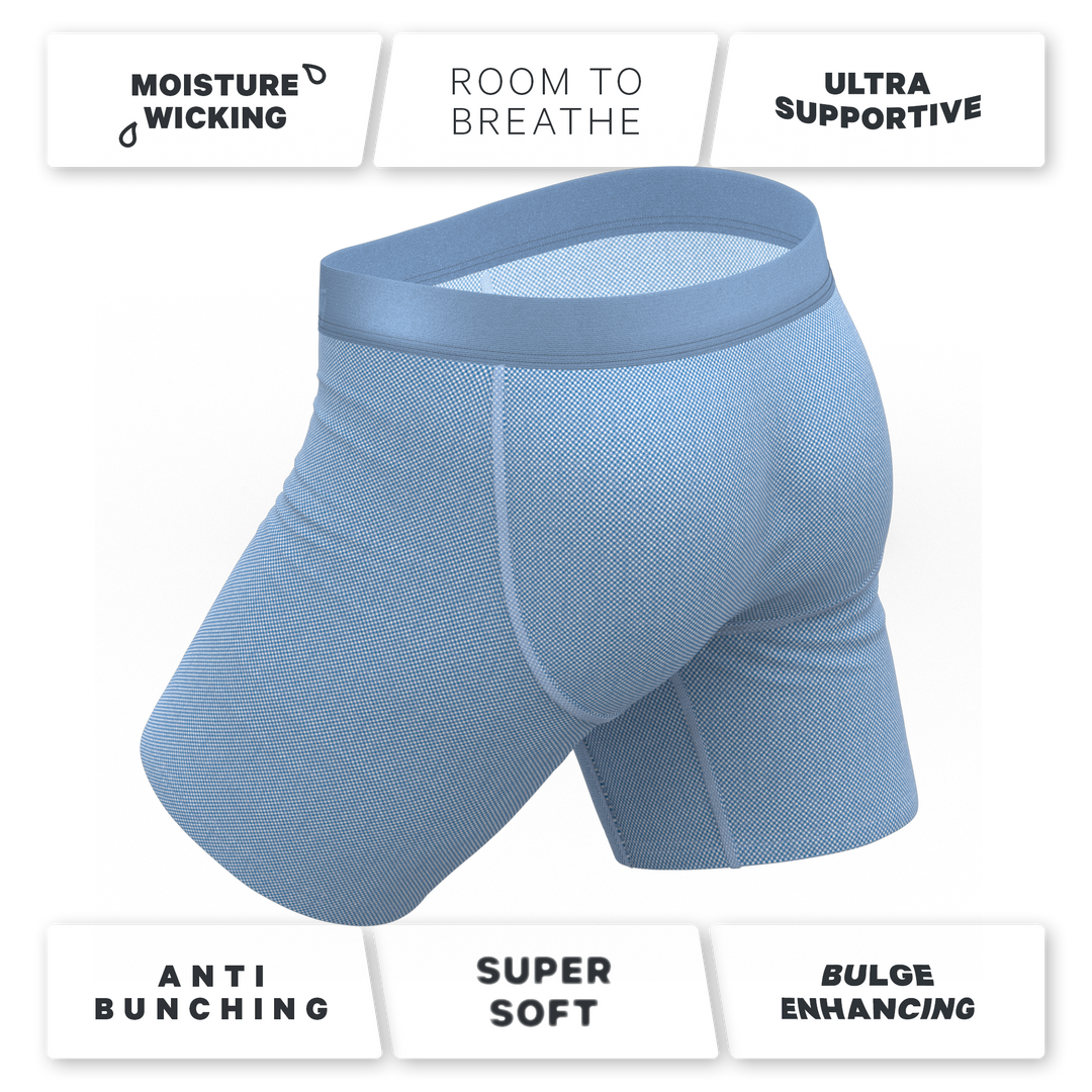 The Chambray All Day | Blue Chambray Long Leg Ball Hammock® Pouch Underwear With Fly