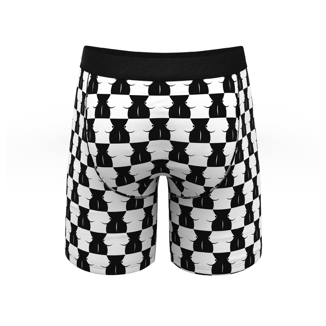 The Chest Mate | Checkered Long Leg Ball Hammock® Pouch Underwear With Fly