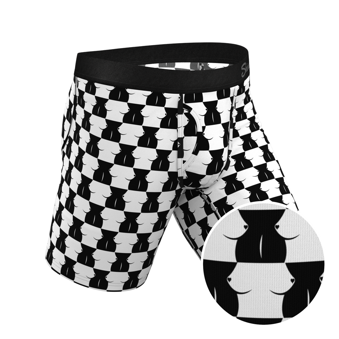 The Chest Mate | Checkered Long Leg Ball Hammock® Pouch Underwear With Fly