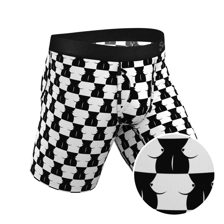 The Chest Mate | Checkered Long Leg Ball Hammock® Pouch Underwear With Fly