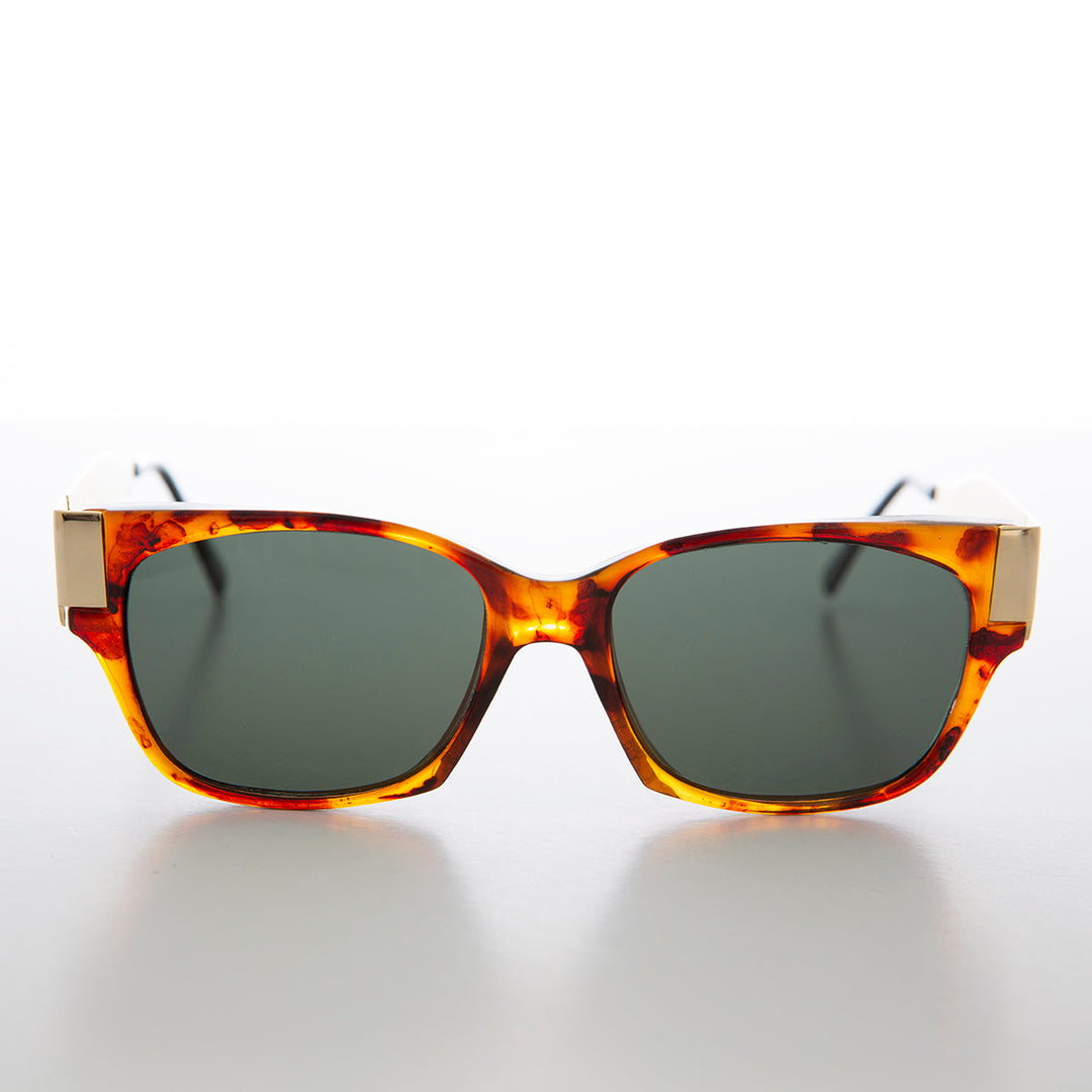 Mod Unisex Vintage Sunglass with Gold Temples - Deluca