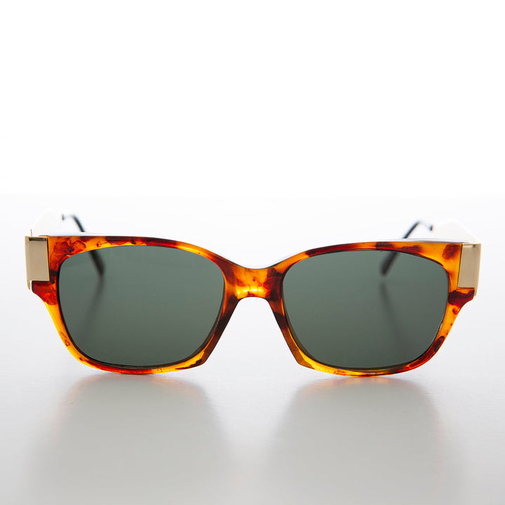 Mod Unisex Vintage Sunglass with Gold Temples - Deluca