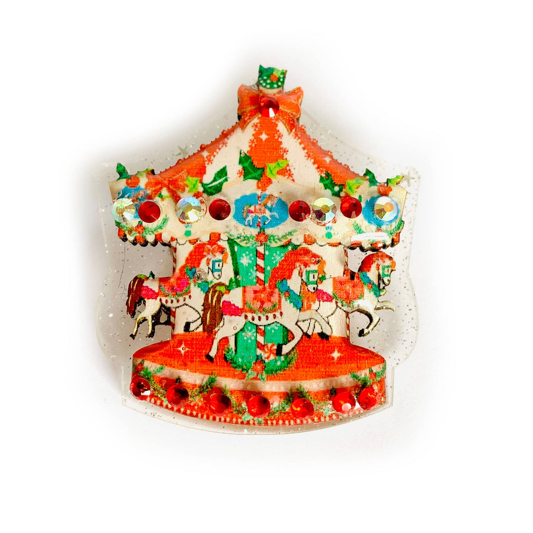 Decorative Christmas carousel brooch