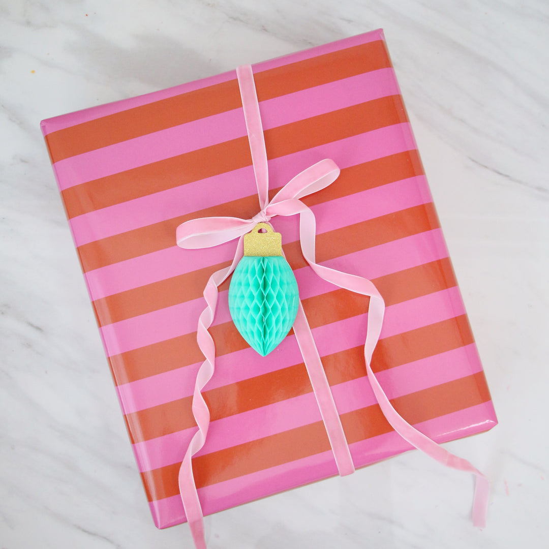 Red and Dark Pink Stripe Wrapping Paper