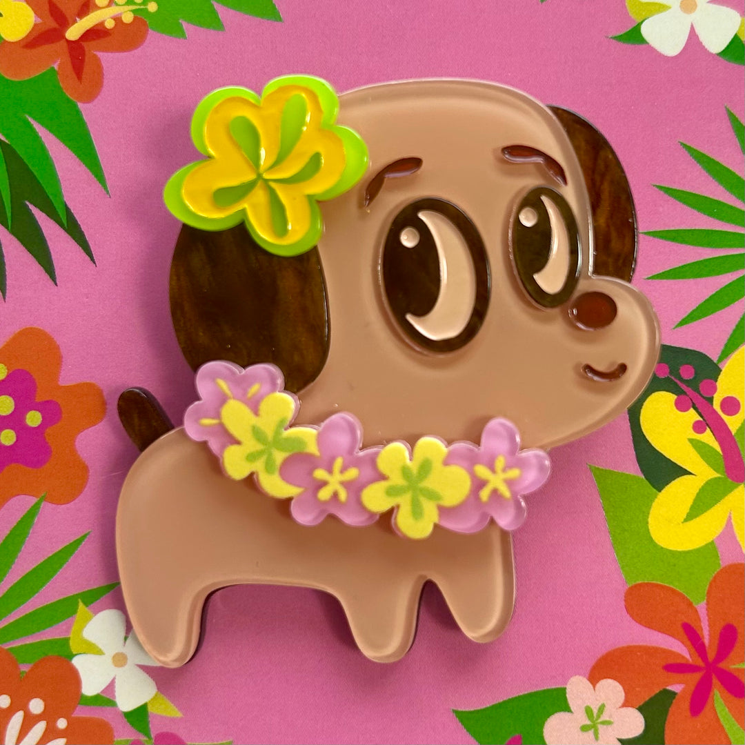 Polynesian Pup Mini Brooch by Miss Fluff x Lipstick & Chrome
