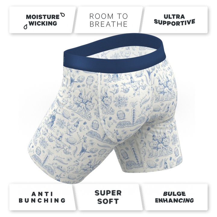 The Hot Cottontail | Easter Toile Long Leg Ball Hammock® Pouch Underwear With Fly